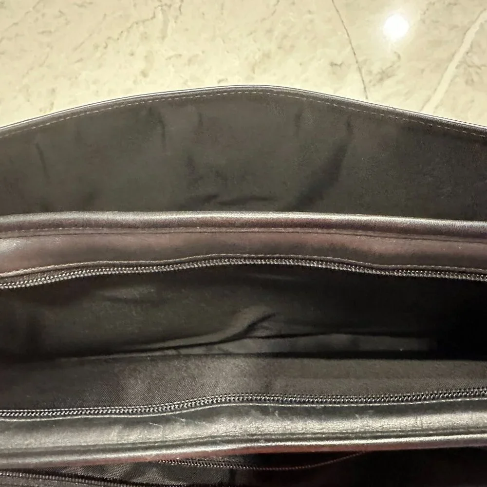 COACH Briefcase Black Leather Double Buckle Shoulder Strap Messenger Vintage - Picture 8 of 10